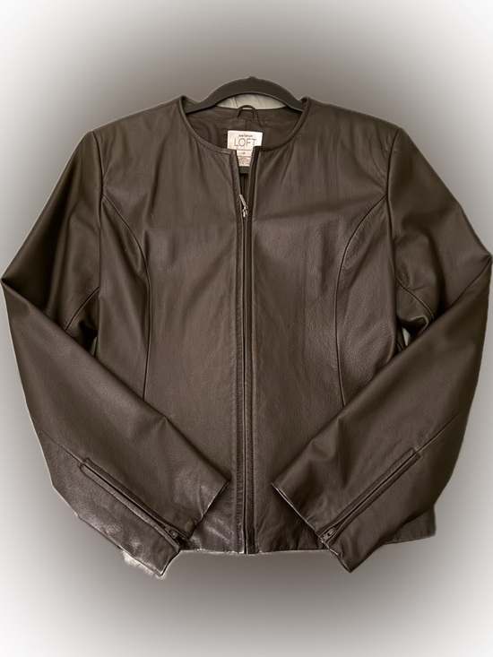 LOFT Jackets & Blazers - LOFT Chocolate Brown Leather Zip Jacket